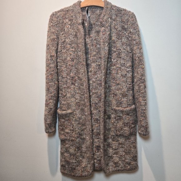 GDT TOO Cardigan Mohair Wool Blend 90s Sweater Open Front Long Vintage - Picture 4 of 8